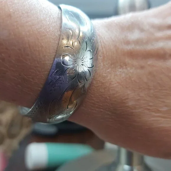 Ladye Fayre Vintage Signed Sterling Cuff Bracelet - Picture 5 of 6